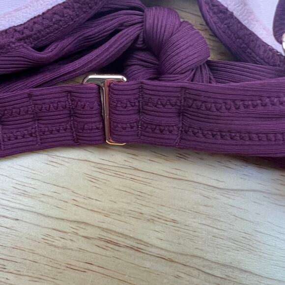 Shade & Shore Women's Boysenberry Double Tie-Front Bikini Top - Size 34A - NWT - Picture 4 of 8